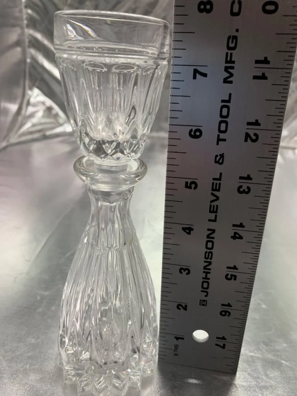 Vintage Crystal Decanter With Cup Stopper Mouthwash Shot Glass Elegant Starburst